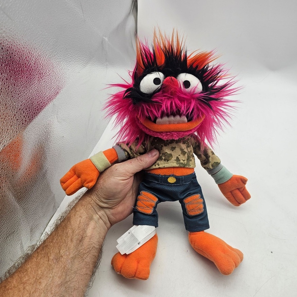 Disney Store The Muppets Animal Plush 13" Electric Mayhem Rocker Hoodie Doll